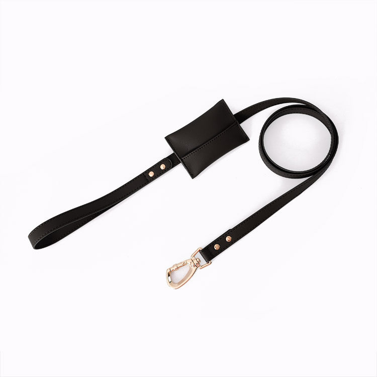 Eco-Leather Dog Leash with Waste Bag Dispenser