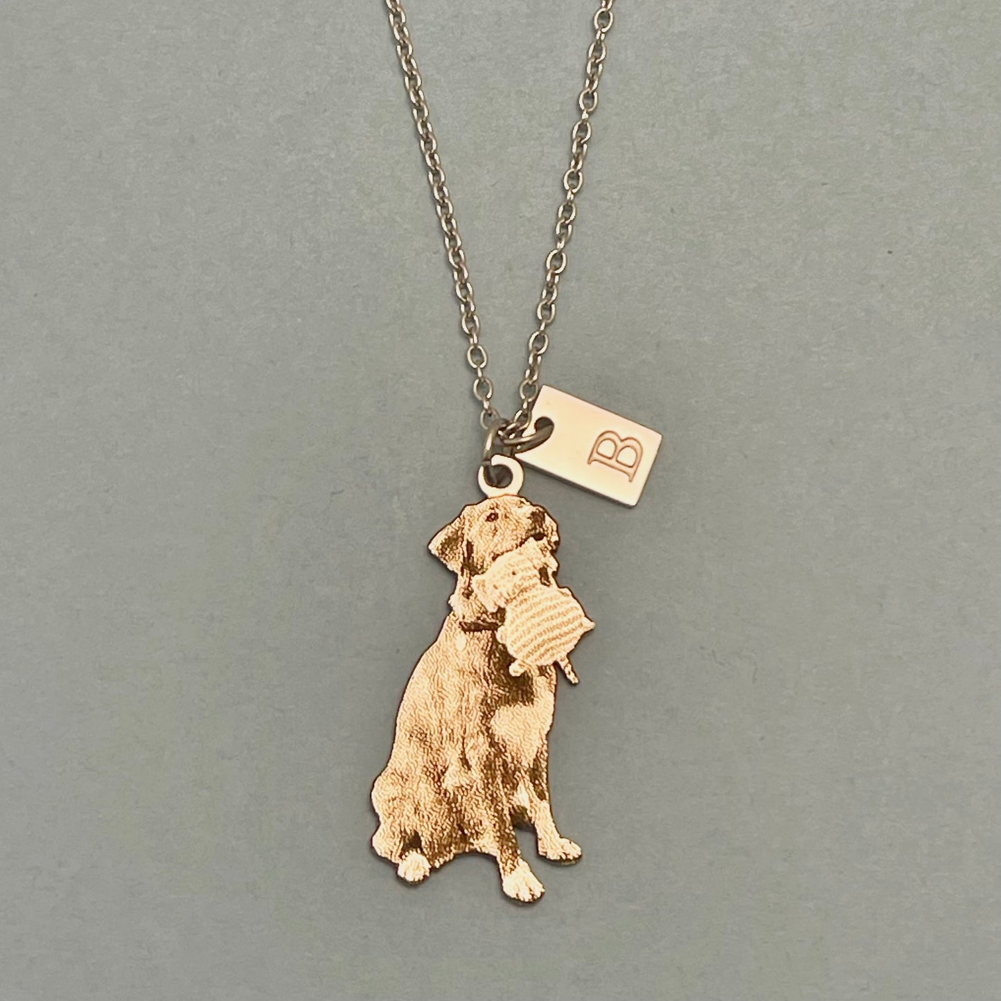 Pet Silhouette Portrait Necklace With Initial Pendant